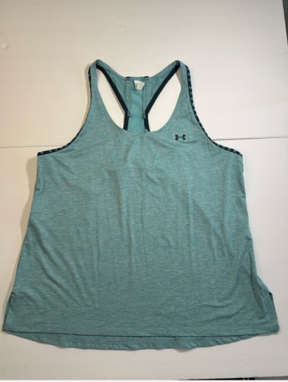 Under Armour UA Tech Racerback Tank Top Teal Heather Mesh Back Women’s L